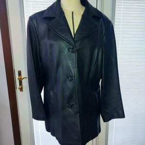 Vintage 1986 woman's leather button down jacket